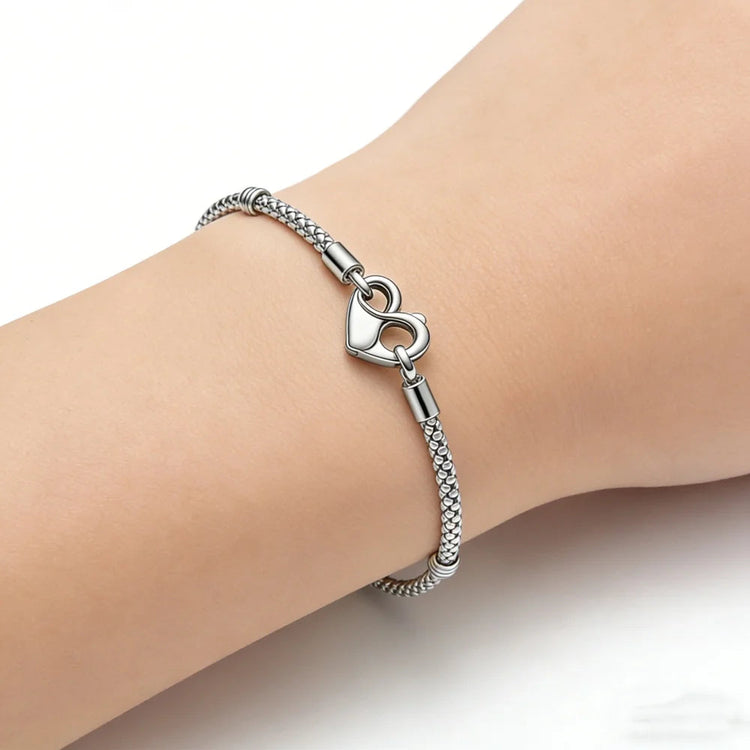Nuovo Bracciale Artigianale Originale in Argento 925 con Charm, Liscio e Morbido, a Osso di Serpente, per Donna - Regalo 2026 PlatiNum
