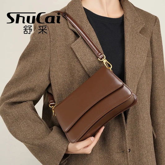 Women's Underarm Cowhide Handbags Vintage Shoulder Crossbody Bags Female Luxury Designer Womens High Quality Women's Bag 2025