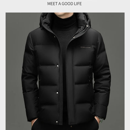 Real 85% Goose Down Jacket Men 2025 Winter Warm Puffer Coat Luxury Hood Thermal Outdoor Jacket Goose Down Parkas Zipper Clothes