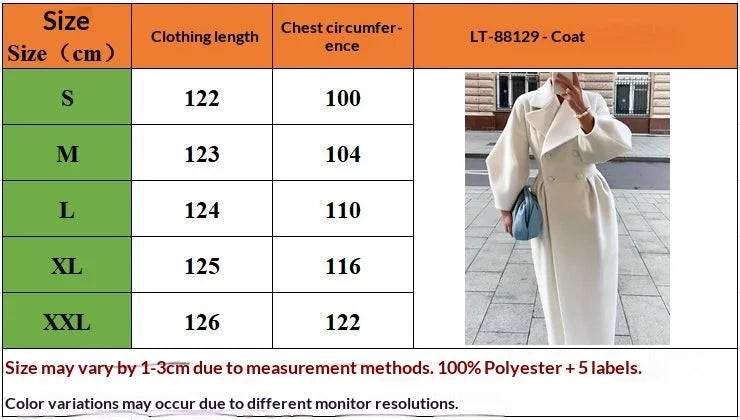 European American Retro Court Style Wool Coat, Long Length with Big Lapel & Lantern Sleeves, New Autumn Winter Outerwear
