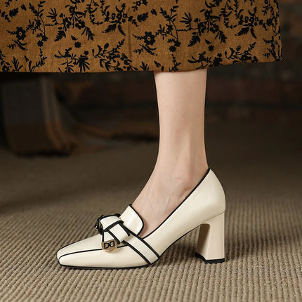 【JOCHEBED HU】2026 New Summer Retro Women's High Heels Thick Heel Square Toe Back Empty Shoes Trend 33-46