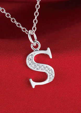 26 Letters 925 Sterling Silver Necklace Pendant Zircon For Women Exquisite Student Girlfriend Jewelry Accessories Wedding Gift PlatiNum