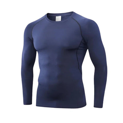 Men's Long Sleeved Sports T-Shirt With High Elasticity And Quick Drying Solid Color Long Sleeves for Autumn Winter PlatiNum