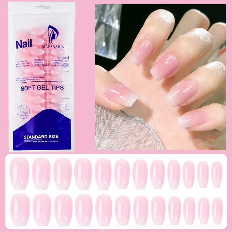120Pcs Short Square Coffin Glossy Pink Full‑Cover Press‑On Acrylic Fake Nail Tips For DIY Nail Art Decoration