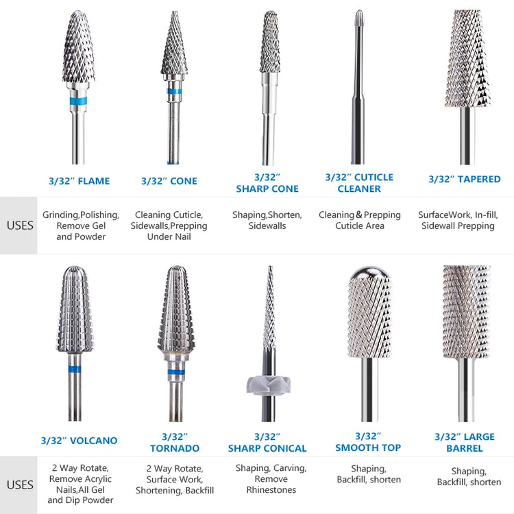 1pc Nail Drill Bit Rotate Burr Milling Nail Cutter Bits Electric Drill Machine For Manicure Pedicure Tools