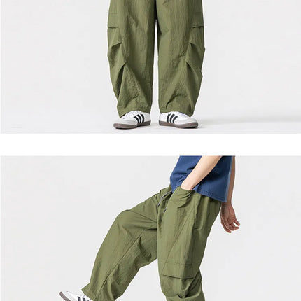 Pantaloni estivi da uomo Haori Harajuku Pantaloni a gamba larga con elastico in vita Pantaloni comodi da uomo oversize per sport all'aria aperta Pantaloni da jogging Streetwear