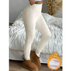 2025 Autumn Winter Wool Leggings Female Black White Simple Basic Fleece Thermal Legging High Waist Hip Lifting Slim Leggings PlatiNum