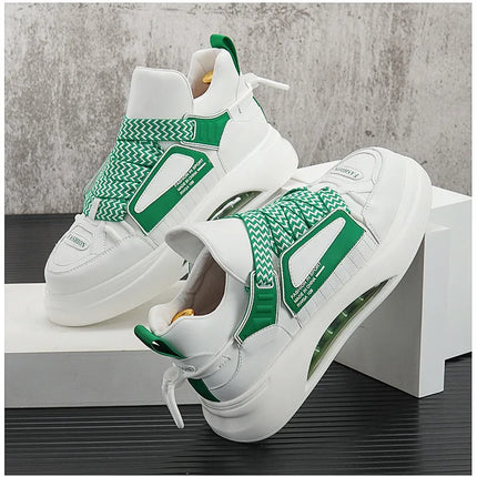High top White Sneakers Best selling Mens Sneakers With Anti slip Wear resistant Properties Increasing Height by 6 Centimeters
