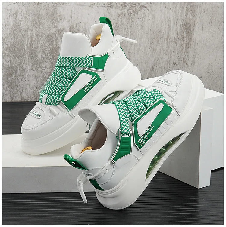 High top White Sneakers Best selling Mens Sneakers With Anti slip Wear resistant Properties Increasing Height by 6 Centimeters