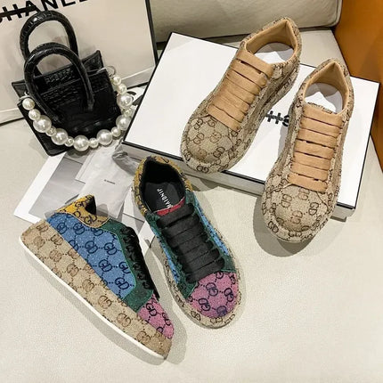 Spring 2025 New Khaki Crystal Women's Sneakers Fashion Versatile Casual Ladies Party Shiny Female Shoes