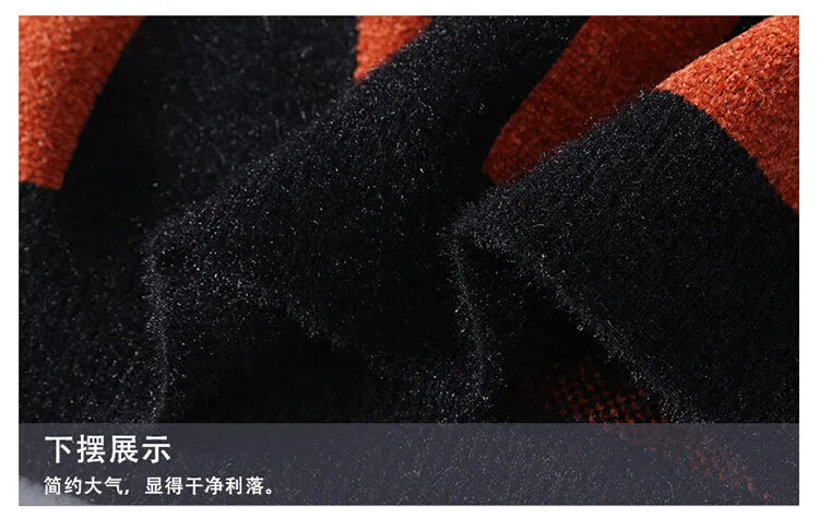 2024 Winter men's flower pattern Sweaters thick O-neck sweater men youth autumn Men's Turtle neck wool Casual Knitwear Pullover