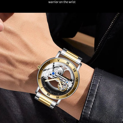 AKDPN Men's Watches Automatic Mechanical Stainless Steel Men's Wrist Watch Skeleton Automatic Watches for Man Watch Montre Homme