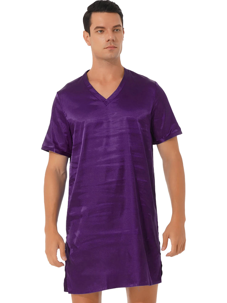 Donna uomo pigiama in raso di seta pigiameria maniche corte camicia da notte Kimono accappatoio abito da notte accappatoio camicia da notte estiva Homewear