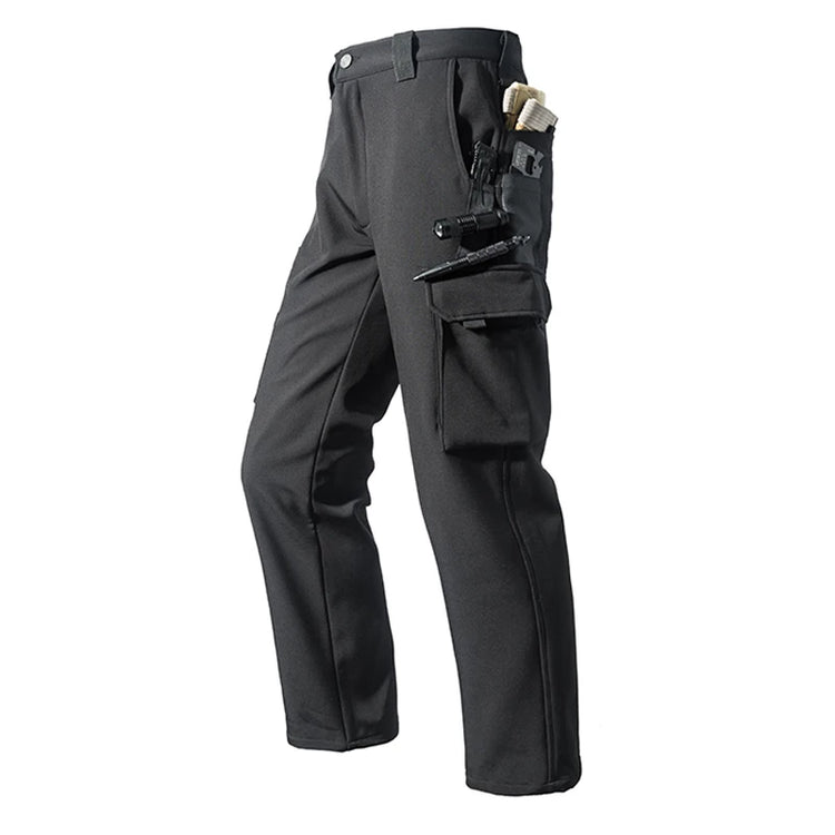 Men Winter Autumn Fleece Waterproof Cargo Pants Hiking Camping Softshell Climbing Casual Warm Tactical Military Combat Trousers