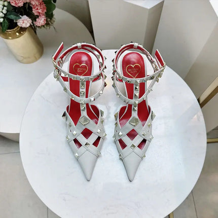 Nuovi Sandali con Tacco Alto e Borchie Primavera/Estate 2026, Sandali a Punta con Tacco Sottile, Scarpe Singole con Borchie platinumshop