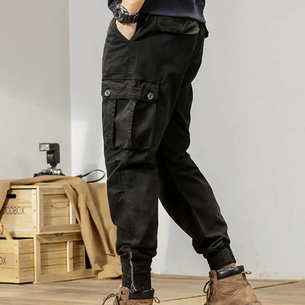 2025 New Multi-Pockets Spring Summer Cargo Pants Men Streetwear Zipper Leg Skinny Work Joggers Cotton Casual Tactical Trousers