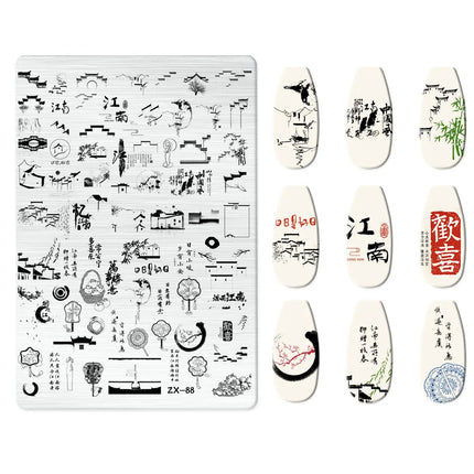Flowers Love Nail Stamping Newspaper Splice Theme Irregular Stamping Plates Letter Nail Art Printing Stencil Tool Big Size Tools