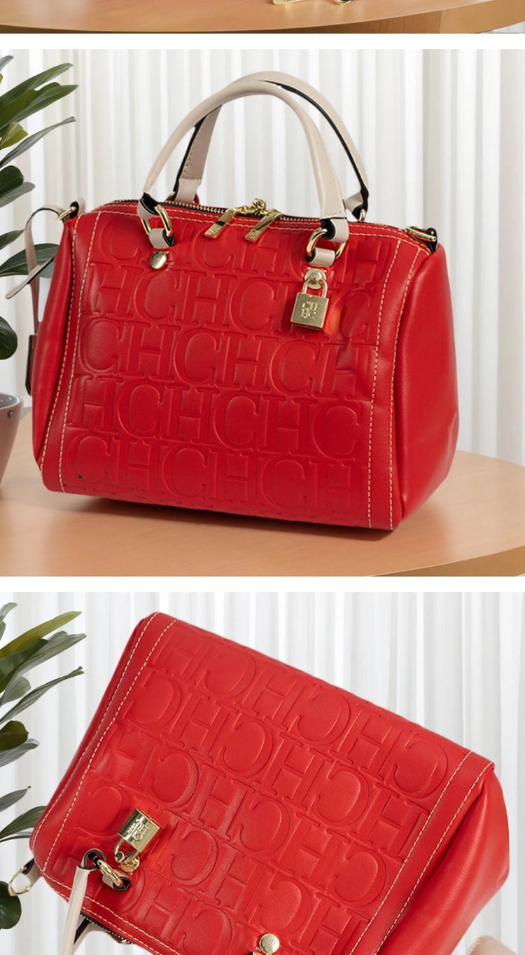CH Autumn/Winter Christmas Fashion PU Material Lock Lock Design Women's Crossbody Bag 2025 Designer New Handbag Trendy Brand PlatiNum