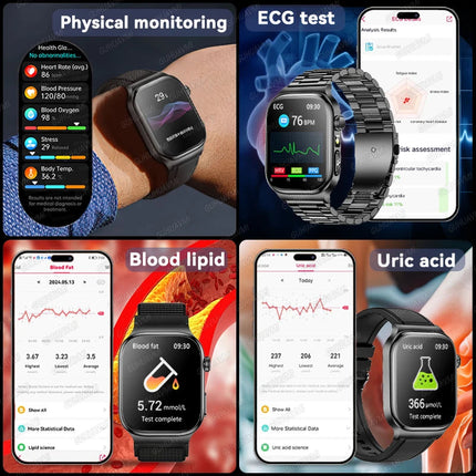 2026 Nuovo Misurazione Accurata Salute Smart Watch ECG + PPG Acido Urico Pressione Sanguigna Lipidi Nel Sangue Chiamata BT Smartwatch Per Le Donne Degli Uomini platinumshop