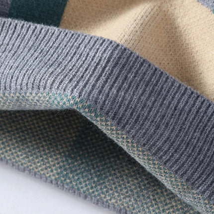 Fashion Fall Winter Japanese Style Turtleneck Sweater Men High End Mens Christmas Sweaters Thick Warm Striped Pullover