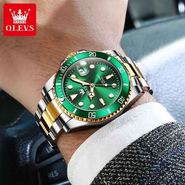 OLEVS 5885 Orologio da uomo Orologio al quarzo impermeabile di marca originale Cinturino in acciaio inossidabile Data automatica Orologi da regalo da uomo per uomo platinumshop