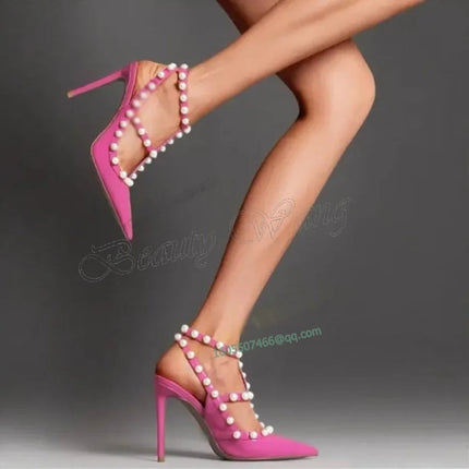 Décolleté con rivetti tacco tagliato scarpe di lusso rosa chiaro per donna fibbia alla caviglia tacchi a spillo solidi scarpe con tacco alto Party 2023 Zapatillas Mujer platinumshop