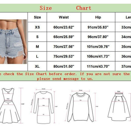Pantaloncini jeans da donna Pantaloni jeans strappati moda estiva casual con fori colore lavato Pantaloncini di jeans moda a vita alta 2024 - platinumshop