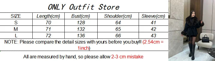 Women Wool Blend Coat Big Faux Fur Collar And Cuffs Belted Waist Wrap Loose Winter Jacket Thick Warm Elegant Lady Outerwears