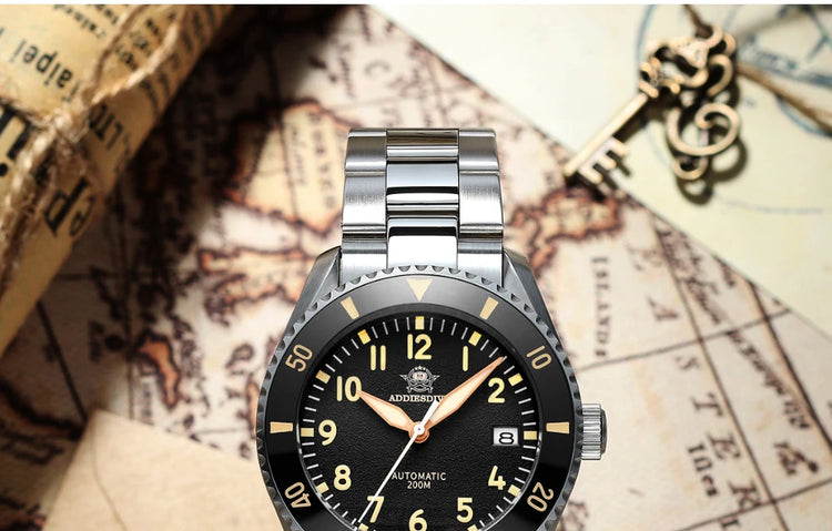 ADDIESDIVE Luxury Men's Watch MY-H9 Sapphire Crystal Ceramic Bezel 200m Waterproof Retro Luminous Diving Mechanical Wristwatch