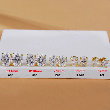 1-4ct Oval Cut Moissanite Stud Earring for Women Men D Color Sparkling Diamond 925 Sterling Silver Ear Studs Party Jewelry Gifts PlatiNum