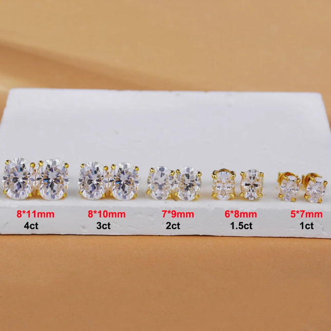 1-4ct Oval Cut Moissanite Stud Earring for Women Men D Color Sparkling Diamond 925 Sterling Silver Ear Studs Party Jewelry Gifts PlatiNum