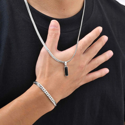 Vnox Set di 2 Pezzi Collana con Ciondolo e Bracciale da Uomo, Set di Gioielli in Acciaio Inossidabile Colore Nero Oro Argento, Regali di Gioielleria alla Moda platinumshop