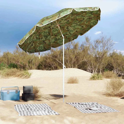 Ombrellone da spiaggia mimetico 263x263 cm, protezione UV, in metallo resistente, portatile, facile da montare, ideale per le attività all'aperto
