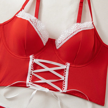 Women Transparent Bra And Panty Garter Underwear Set Hot Erotic Sexy Costumes Underwear Open Bra Thong Sexy Lingerie Sets