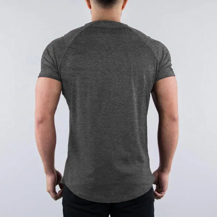 Men's Summer Skinny Casual T-Shirt Short Sleeve Tee Male Gym Fitness Sport Cotton Tops Man Running Workouts Sweatshirt Clothing PlatiNum