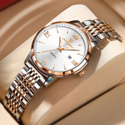 POEDAGAR Orologio da Donna Raffinato Impermeabile Luminoso con Data, Orologio da Polso Femminile di Alta Qualità in Acciaio Inossidabile, Elegante Orologio al Quarzo per Donne platinumshop
