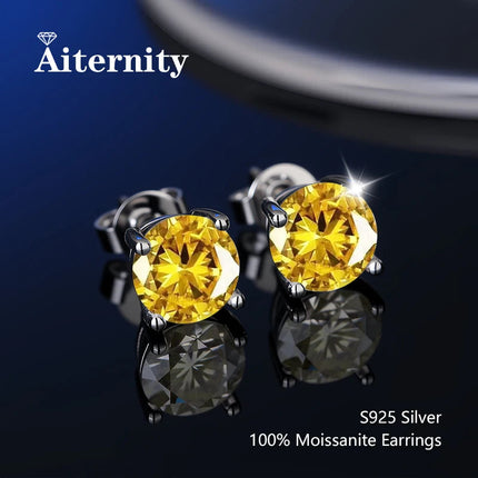 100% Real Sterling Silver S925 Moissanite Earrings Stud  With 2 Certificate D VVS1 Pass Diamond Test Pen For Women Men Jewelry PlatiNum