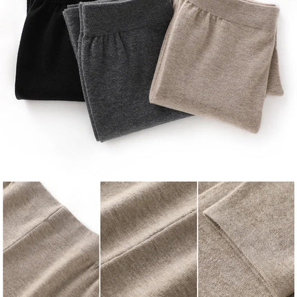 DjzDsm Hot selling new women's wool leggings slim fit and warm autumn and winter knitted women's long Australian wool leggings PlatiNum