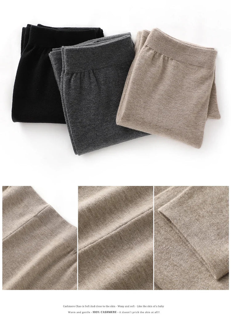 DjzDsm Hot selling new women's wool leggings slim fit and warm autumn and winter knitted women's long Australian wool leggings PlatiNum