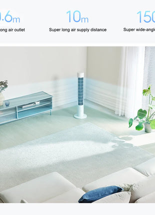 Ventilatore a Torre MIJIA Smart DC a Frequenza Variabile 2a Generazione, 150 °   Ventilatori oscillanti da terra per ambienti, 4 velocità, 3 modalità, versione CN con adattatore
