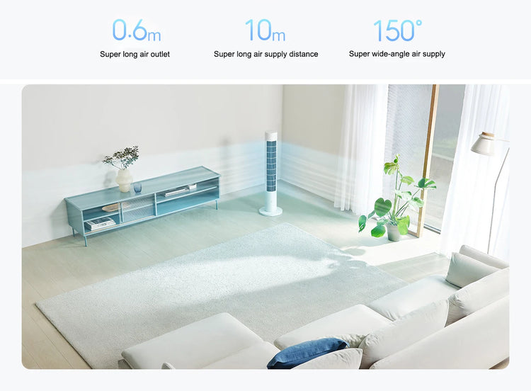 Ventilatore a Torre MIJIA Smart DC a Frequenza Variabile 2a Generazione, 150 °   Ventilatori oscillanti da terra per ambienti, 4 velocità, 3 modalità, versione CN con adattatore