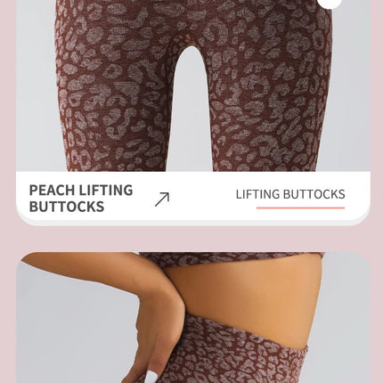 Women's Seamless Leopard Print Yoga Pants with Hip Lifting and High Waist Fitness Pants with High Elasticity PlatiNum