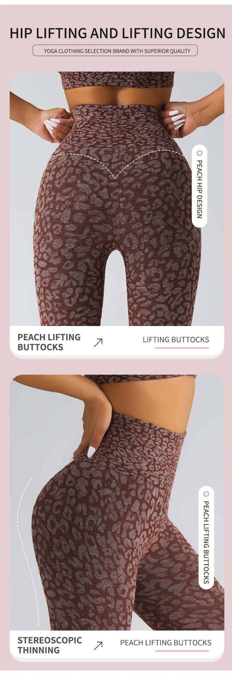 Women's Seamless Leopard Print Yoga Pants with Hip Lifting and High Waist Fitness Pants with High Elasticity PlatiNum
