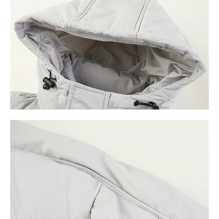 Metersbonwe Men's Long Hooded Down Jacket  Male Stand Collar Jacket with Hem Side Zipper Letter Printing Duck Down Padded Brand