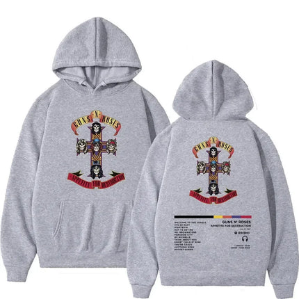 Men's and Women's Guns N Roses Printed Hooded Sweatshirts Guns N Roses Unisex Clothing Printed Rock Hip-hop Gothic Fashion