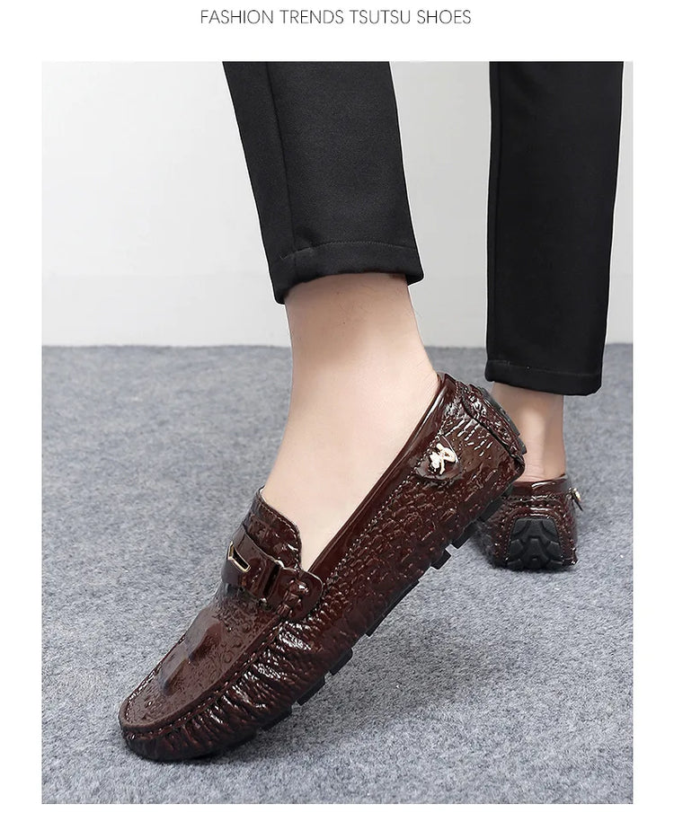 Scarpe Slip-On da Uomo in Pelle di Coccodrillo di Lusso, Scarpe Casual Primaverili ed Estive per la Guida, Stile Coppia, Taglio Basso, Suola in Gomma Traspirante