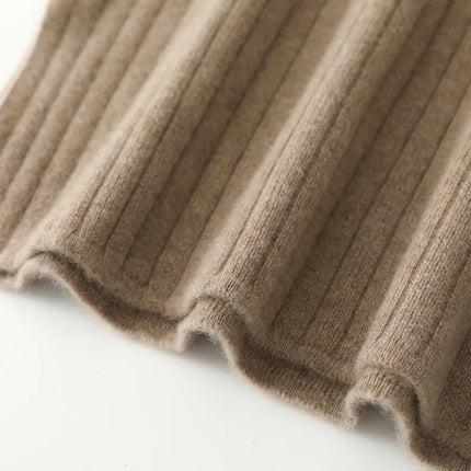 Women's Knitted Skirt 100% Merino Wool Sheath Skirt Solid Color Autumn/Winter Fashion Vertical Strip Wrap Hip Skirt Split Skirt PlatiNum