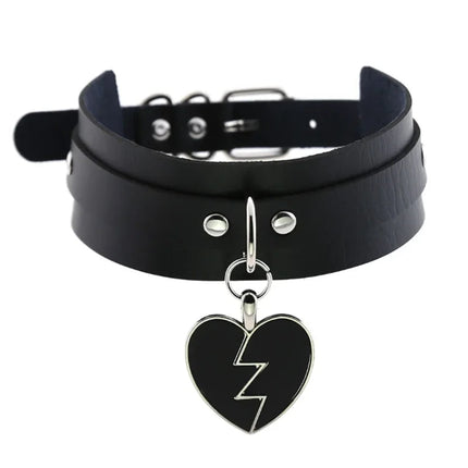 1Pc Harajuku Cuore Sexy Rivetti Cuoio DELL'UNITÀ di elaborazione Nero Goth Punk Girocollo Per Y2K Ragazze FAI DA TE Goth Star Pentagramma Collane Grosse Gioielli PlatiNum