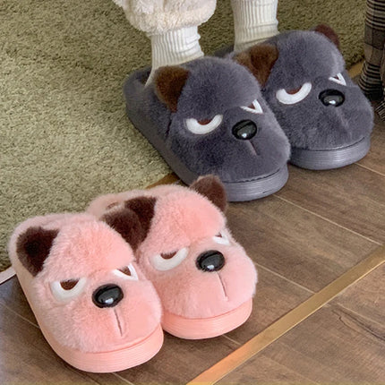 Pantofole da casa per cani simpatico cartone animato da donna Scarpe in cotone antiscivolo con suola spessa calda Donna Autunno Inverno Soffici pantofole in peluche confortevoli