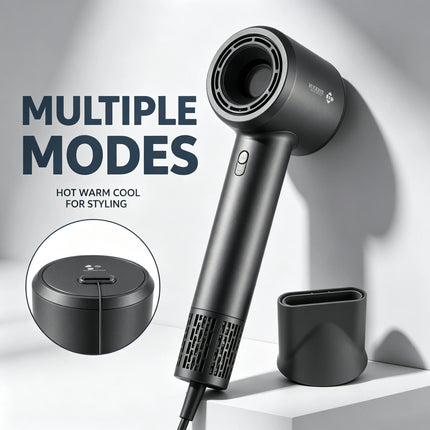 High Speed Negative Ions Hair Dryer 110000RPM 1600W Low Noise Blow Dryer With Concentrator Nozzle For Home Salon Daily Hairstyling